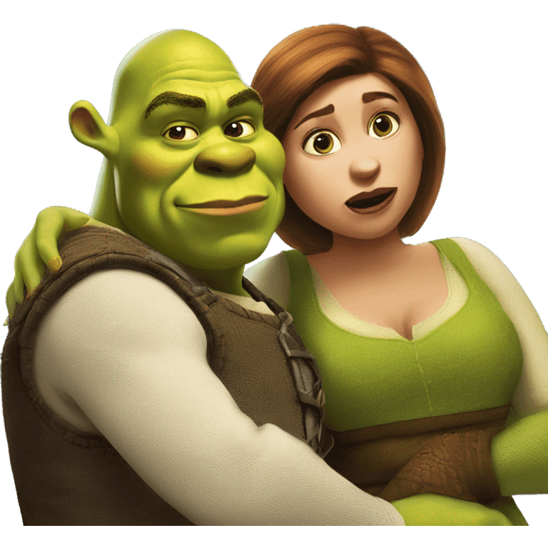 shrek and fiona doing a duck face emoji