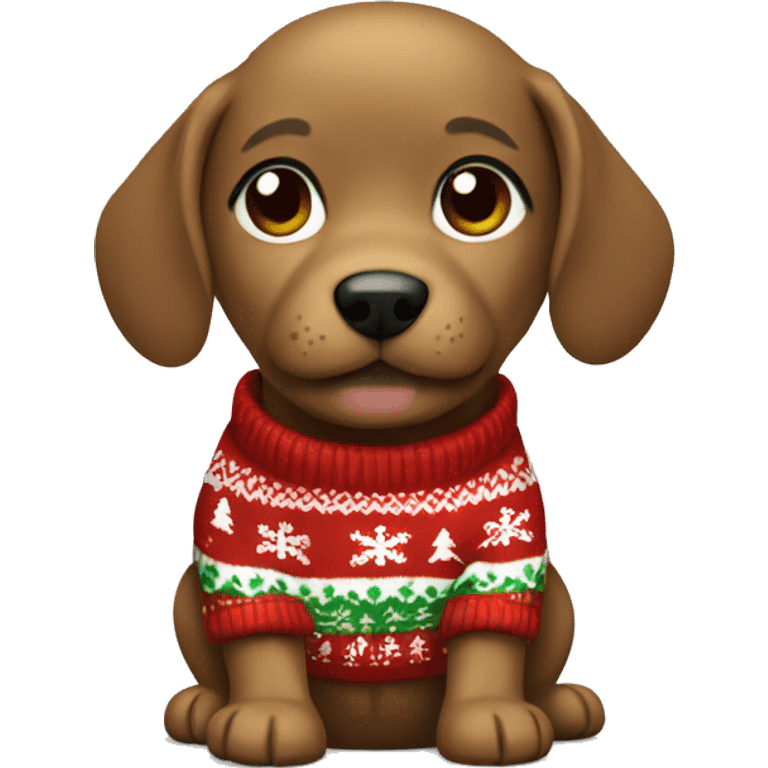 Gmail the puppy wearing a Christmas sweater emoji