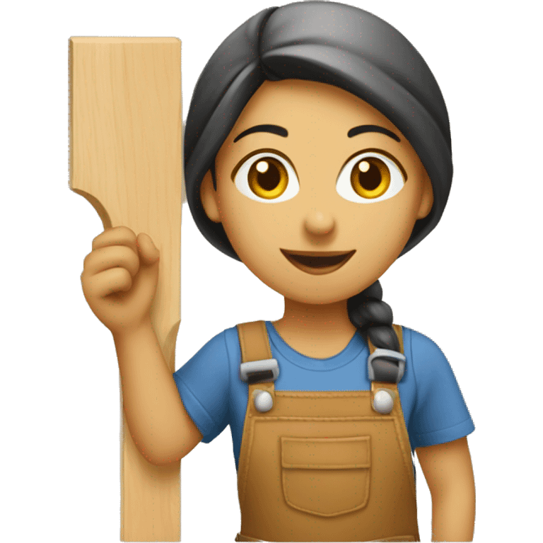 female carpenter working with wood emoji