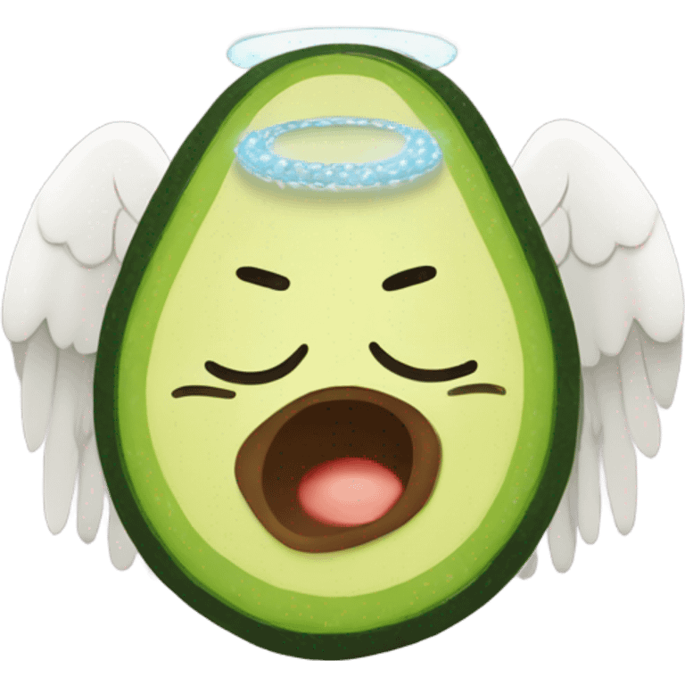 Avocado with Angel halo and wings  emoji