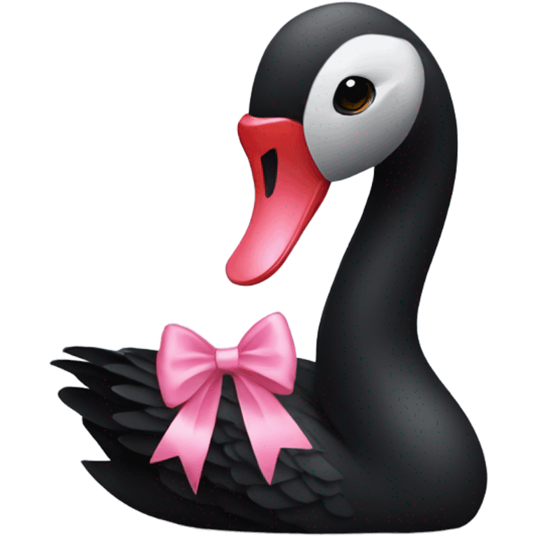 Black swan with a pink bow  emoji