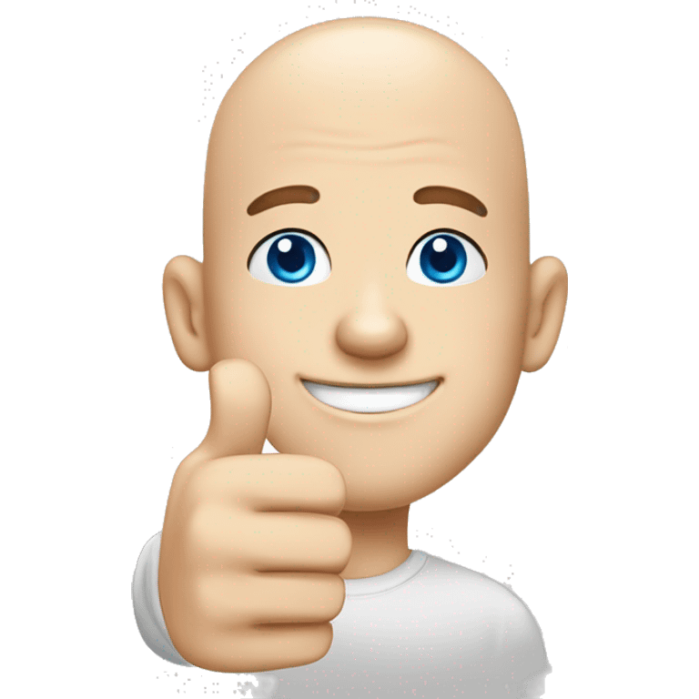 Head man happy bald boy blue-eyed giving thumbs-up no white shirt, just the face and hand emoji