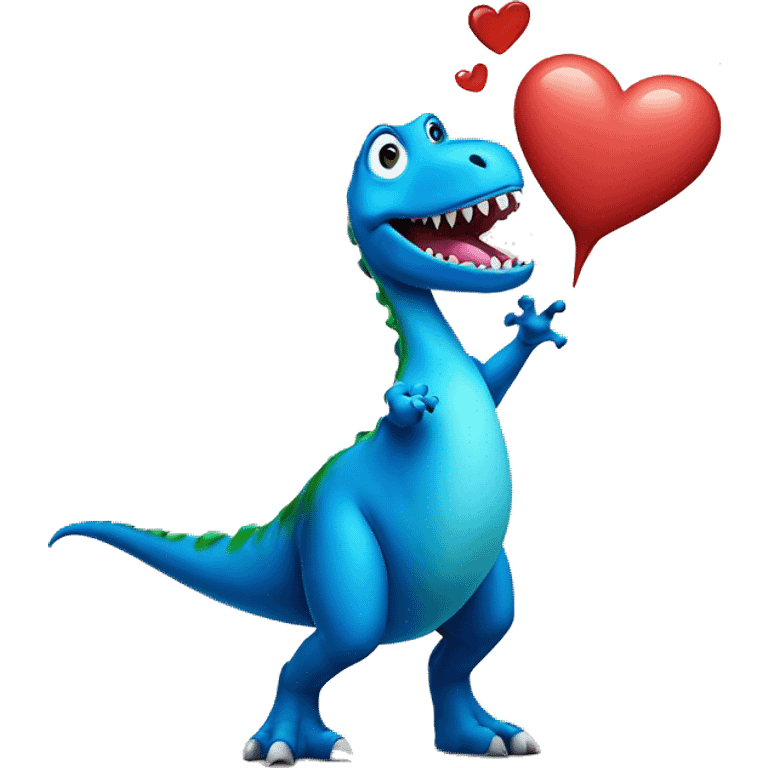 Dinosaur blowing blue heart kisses  emoji