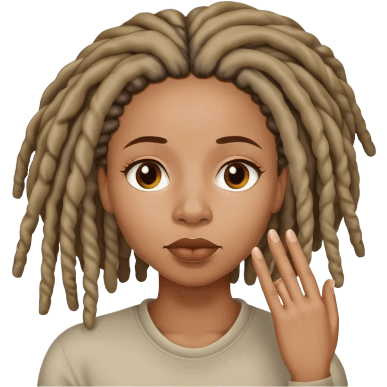 Black woman with locs shushing emoji