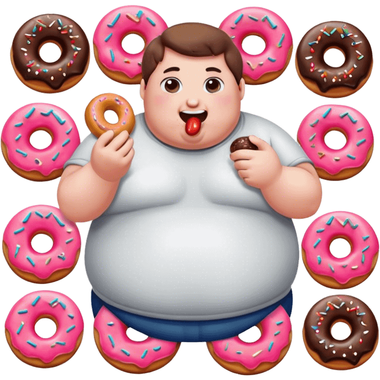 fat person eating ten donuts  emoji