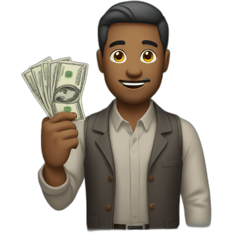 A man with a money in his hand emoji