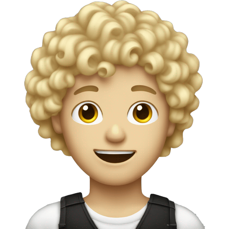 Blonde curly hair boy as a singer emoji