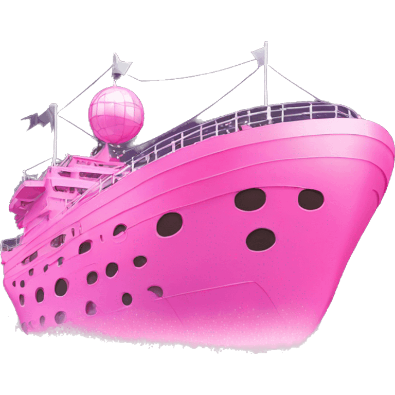 Large pink ship with disco ball emoji