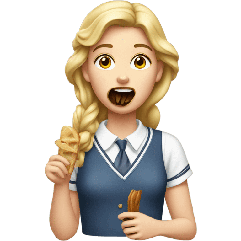 preppy girl eating stanley emoji