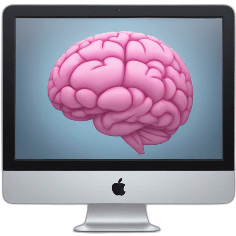 iMac with brain on screen emoji