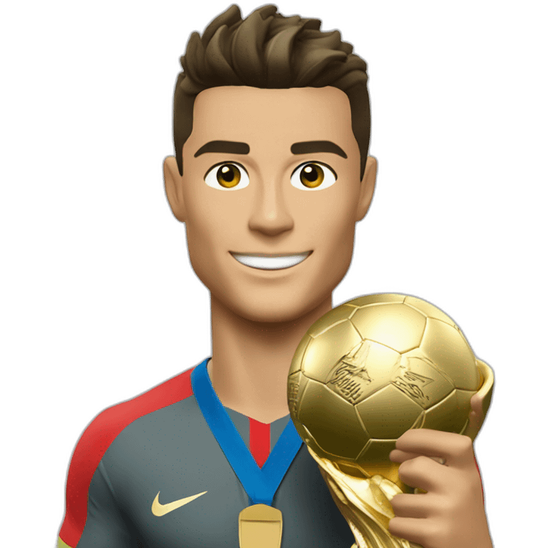 cristiano ronaldo com um trofeu da copa do mundo emoji