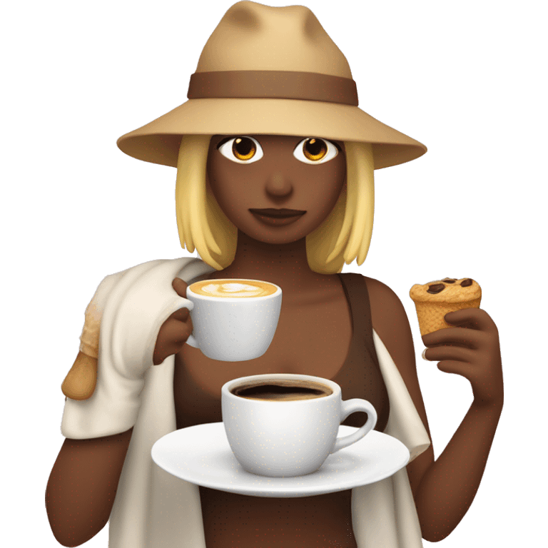 chica con una manta y un cafe calentito en la mano emoji