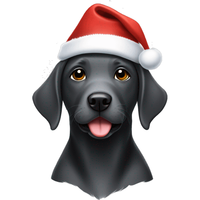 Charcoal Labrador retriever with Santa hat emoji