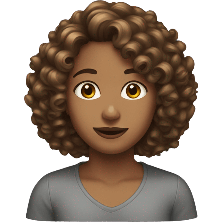 Brown curly hair medium length emoji