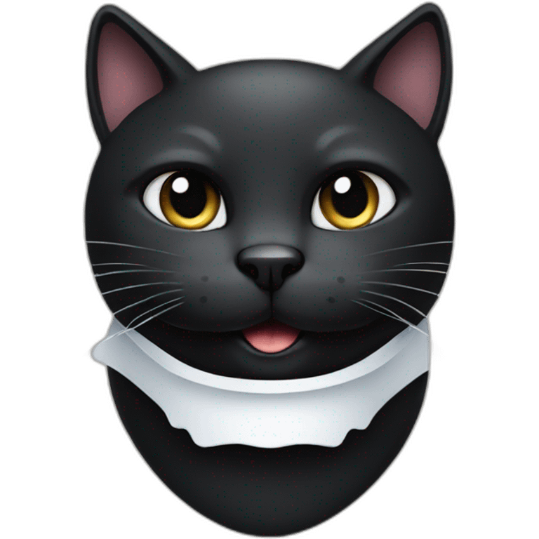 Mostly Black cat with white on one side of the mouth emoji