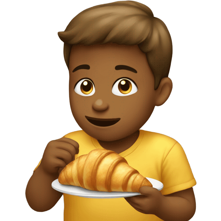 Child eating croissant emoji