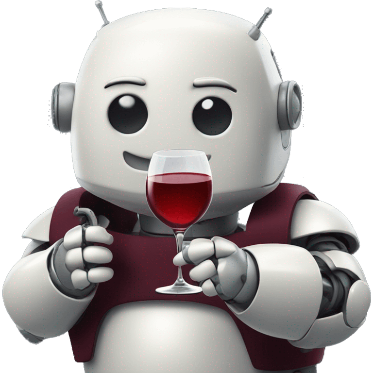 chubby happy french robot drinking red wine emoji