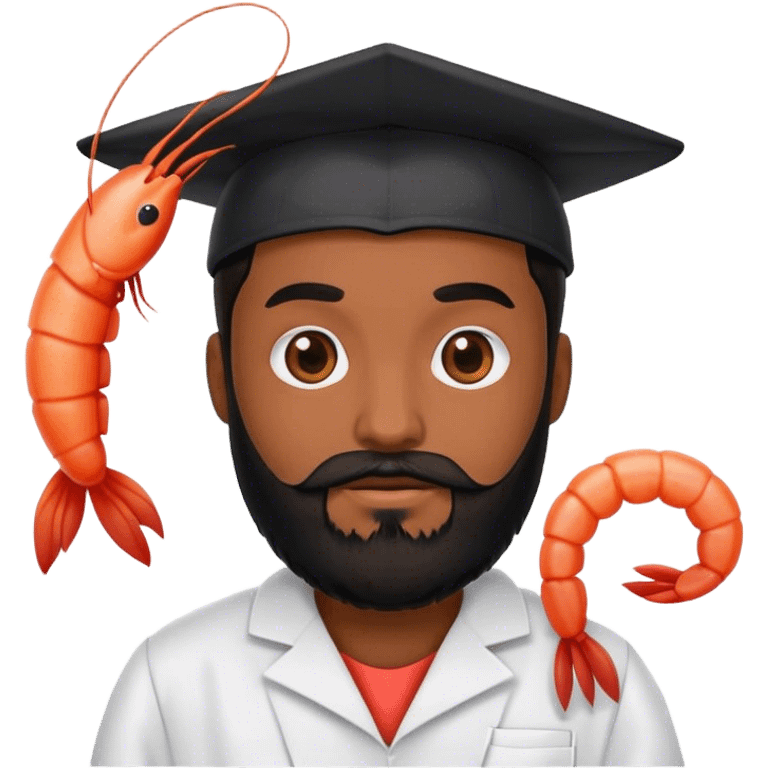 phd graduate with black beard but is the shrimp emoji emoji