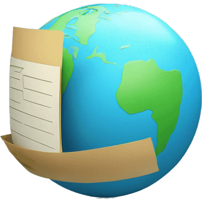 file in 3d which has globe image backgrounded emoji