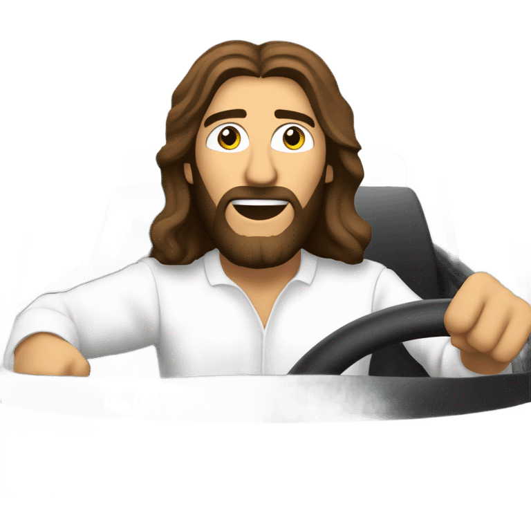 Jesus in a rally car  emoji