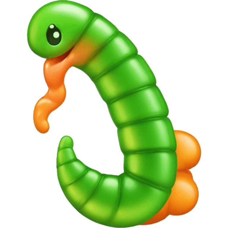 Green and orange gummy worm emoji