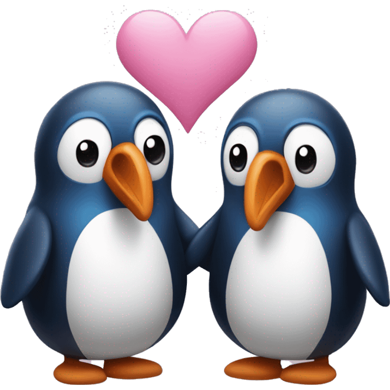 Pareja de pingüinos azul y rosa emoji