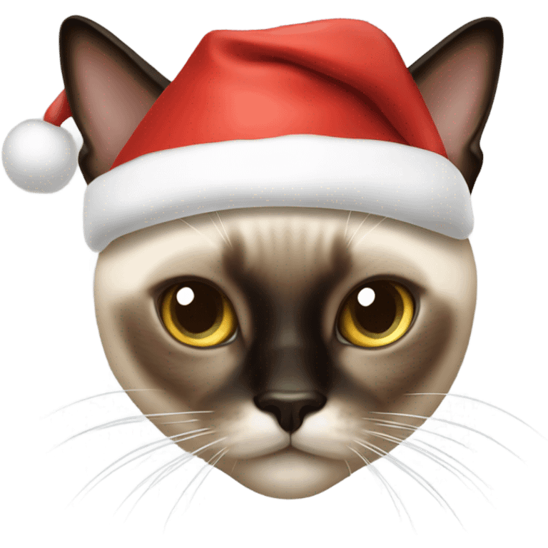 Siamese cat with Santa hat emoji