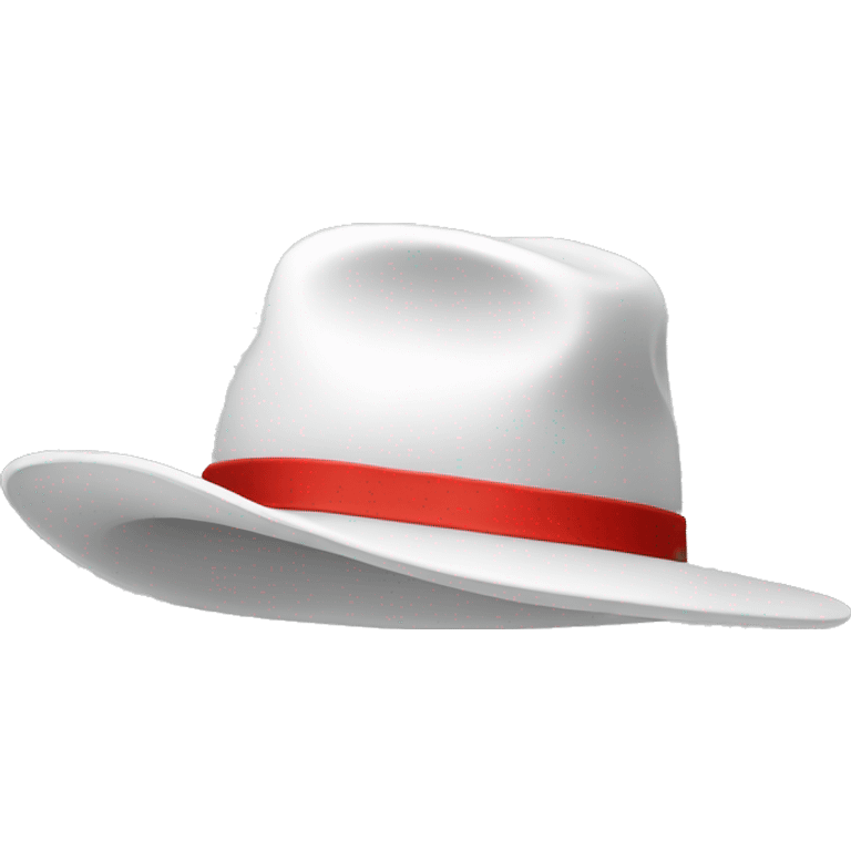 white hat with red band   emoji