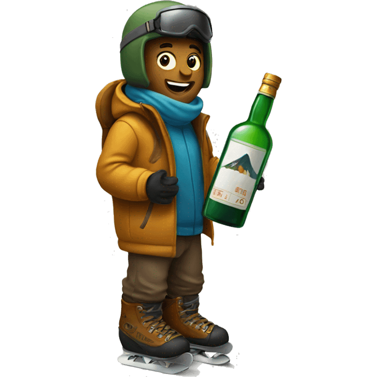 Snow boarder with whiskey bottle emoji