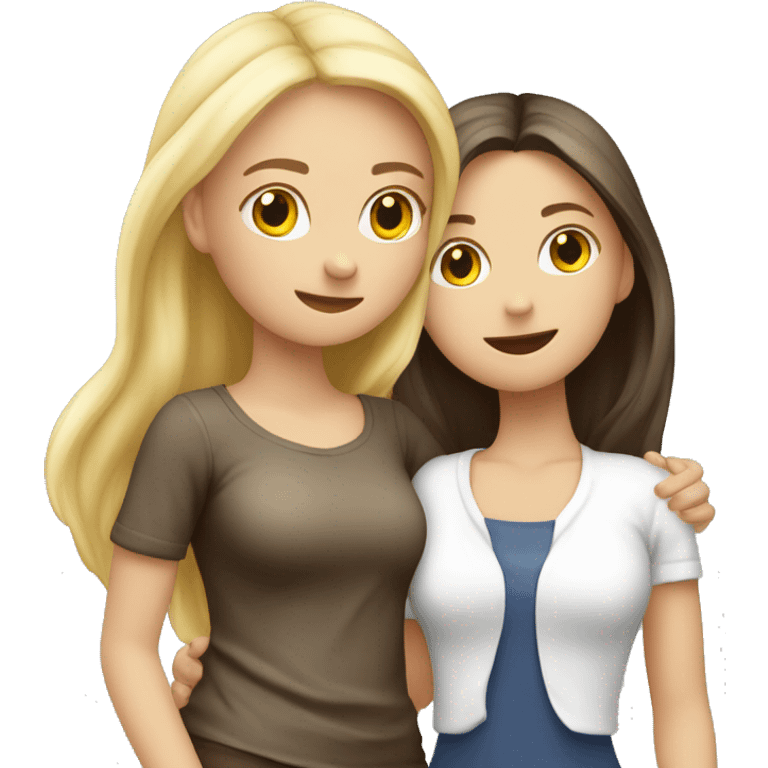 Two girls’ hug European ohne blonde ohne brunette different Outfits  emoji