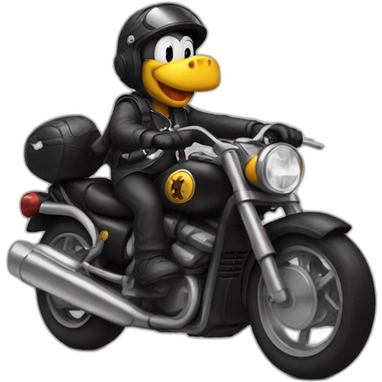 Black yoshi riding a motorbike  emoji