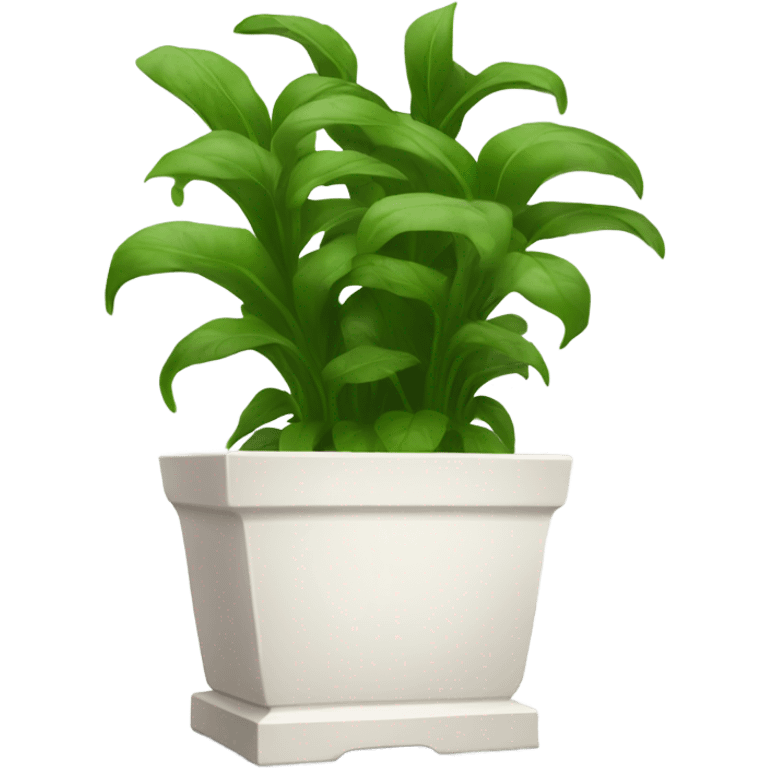 Very Long white rectangular flower pot with green plants only emoji