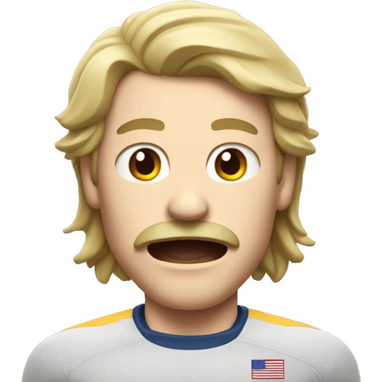 white athlete with a mustache and a mullet yelling  emoji