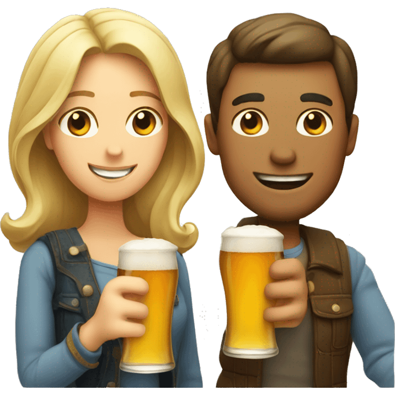 man and woman drinking beer emoji