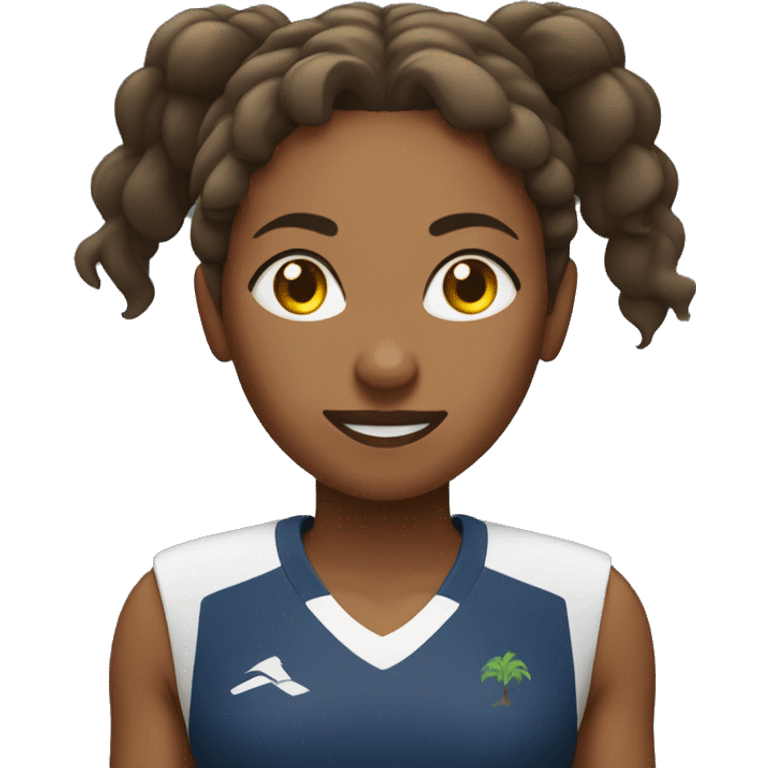 Ethiopian woman runner with curly hair in a pony tail emoji