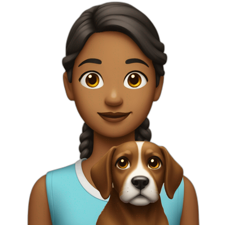 Girl with a russell dog emoji