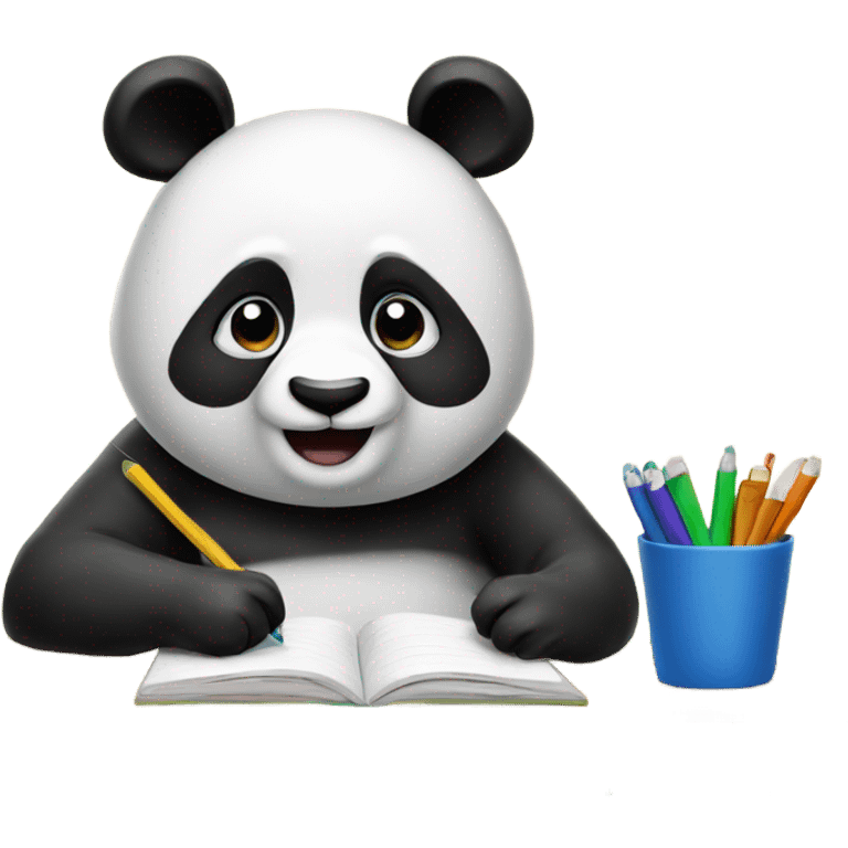 A panda doing homework emoji emoji