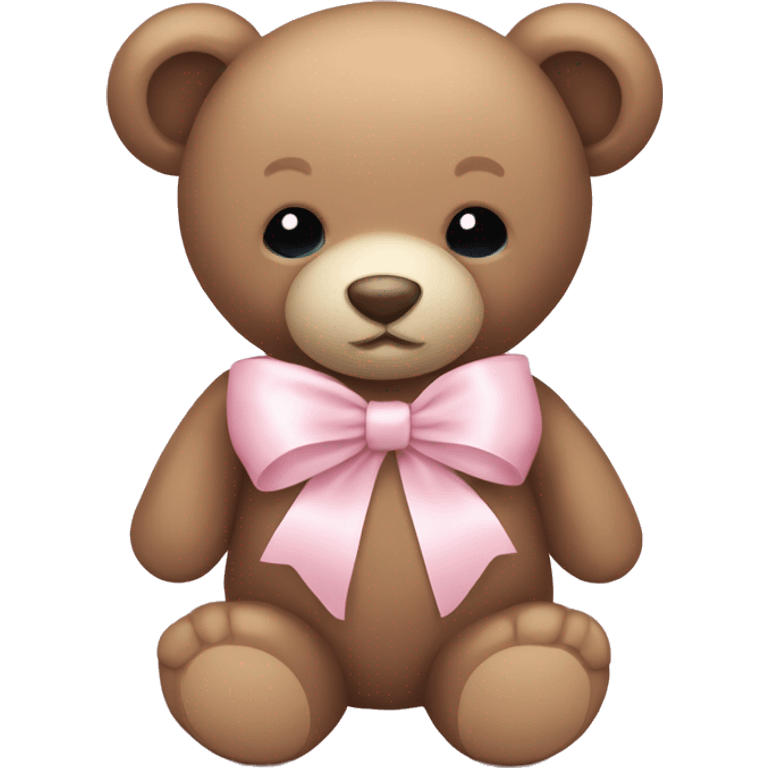 teddy bear with pale pink ribbon and pale pink heart emoji