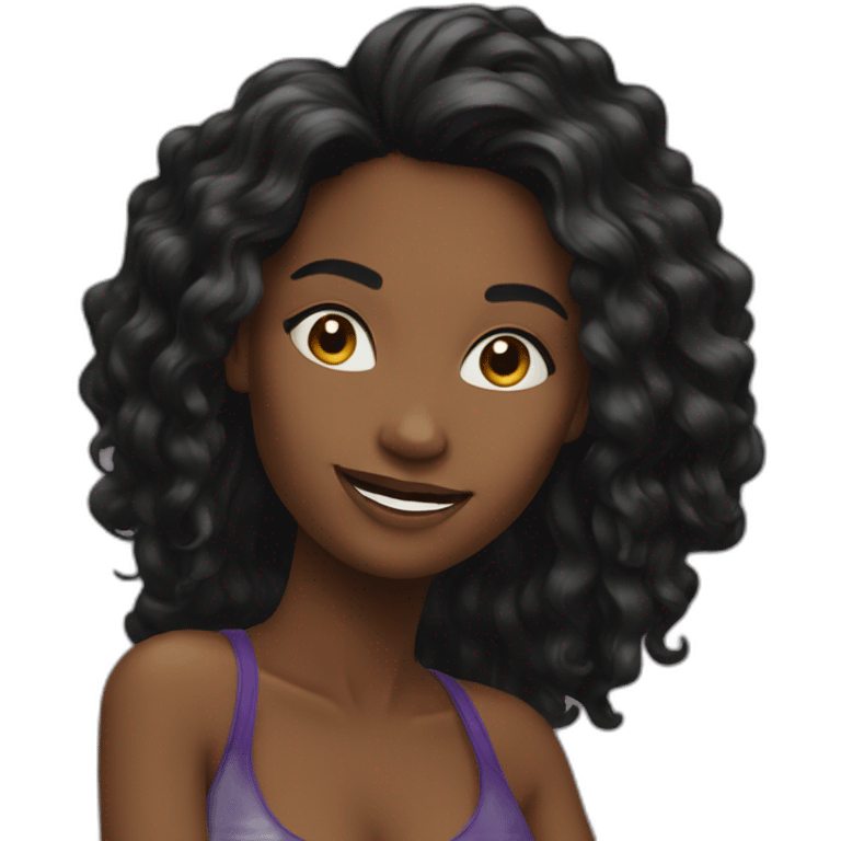 Beautiful Black women long hair dancing emoji