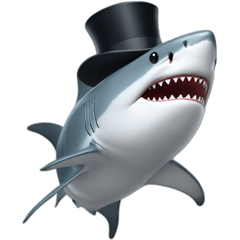 Shark with a top hat emoji