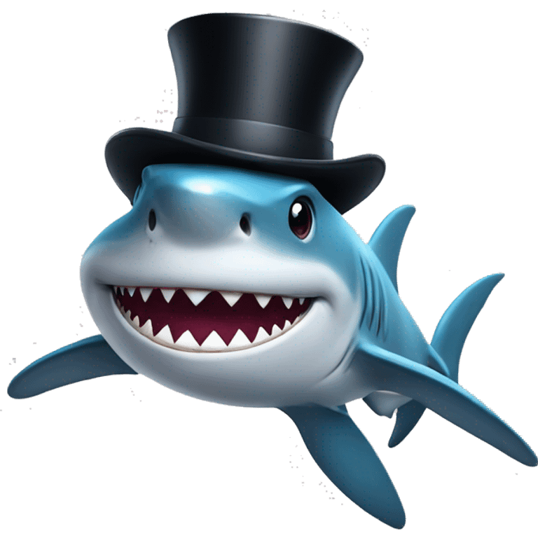 Shark with a top hat emoji