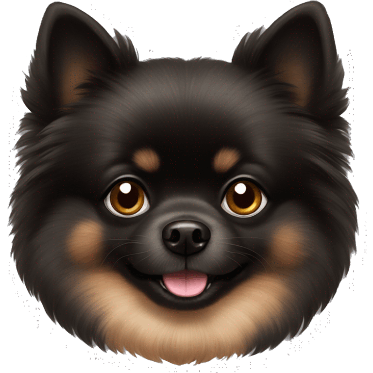 Black Pomeranian with brownish paws and a bow  emoji