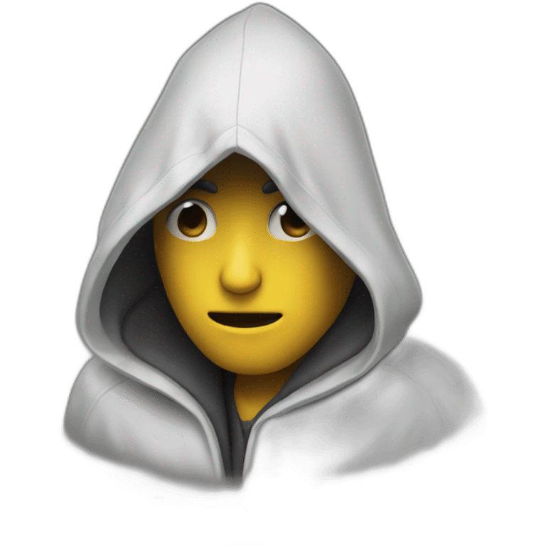 mysterious hooded saluting emoji