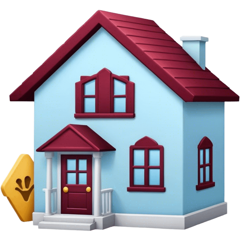 Baby blue house with maroon trim emoji