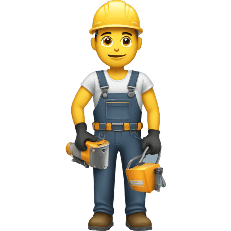 male construction worker holding welders emoji