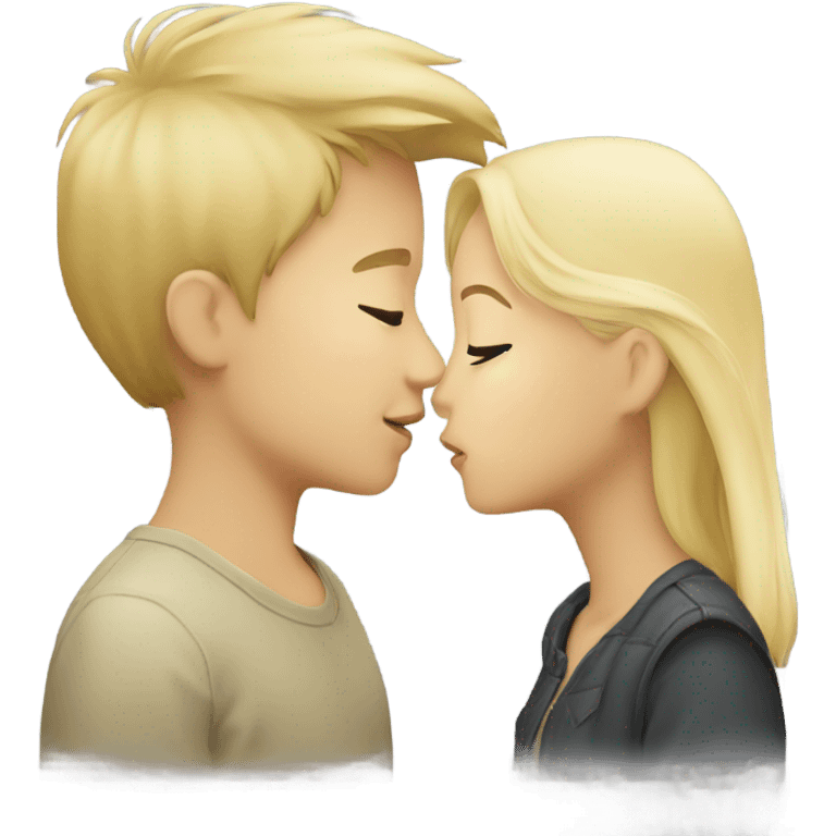 asian girl kiss blonde boy emoji