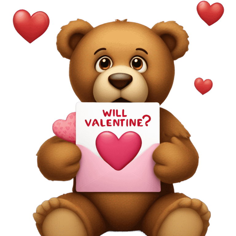 Teddy bear asking someone will you be my valentine emoji