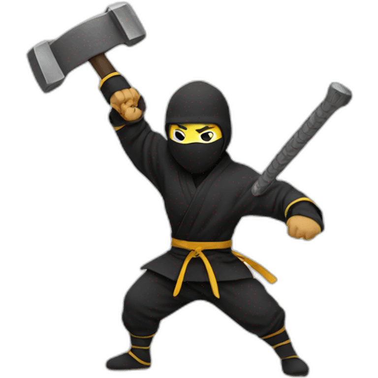 Ninja smashing with hammer emoji