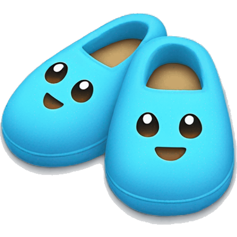 Cute blue slippers with a face on it emoji