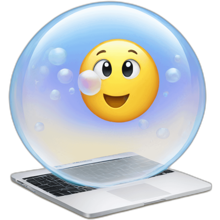 3d macbook inside a bubble emoji